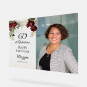 60と素晴らしいグラムバラフローラ誕生日パーティー アクリルサイン (傾斜)