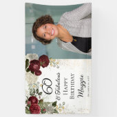 60と素晴らしいグラムバラフローラ誕生日パーティー 横断幕 (縦)