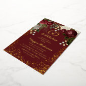 60と素晴らしいグラムバラフローラ誕生日パーティー 箔招待状 (回転した状態)