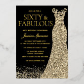 60と素晴らしいゴールデンフォイル60誕生日 箔招待状 (正面)