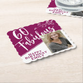 60と素晴らしいスクリプトフォトマゼンタ60誕生日 ペーパーコースター (アングル)
