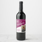 60と素晴らしいスクリプトフォトマゼンタ60誕生日 ワインラベル (正面)