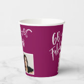 60と素晴らしいスクリプトフォトマゼンタ60誕生日 紙コップ (左)