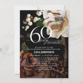 60と素晴らしいダークムーディニュートラルマグノリアフローラ 招待状 (正面)