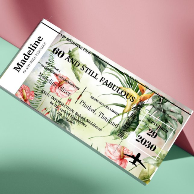 60と素晴らしいトロピカルボーディングパス誕生日 (クリエイターアップロード済み)