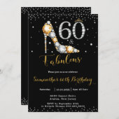 60と素晴らしいハイヒールダイヤモンド60誕生日 招待状 (正面/裏面)