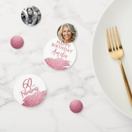 60と素晴らしいピンクのグリッター2写真60誕生日 コンフェッティ