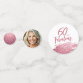 60と素晴らしいピンクのグリッター2写真60誕生日 コンフェッティ (裏面)