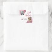 60と素晴らしいピンクのグリッター2写真60誕生日 スクエアシール (バッグ)