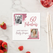 60と素晴らしいピンクのグリッター2写真60誕生日 スタンダードカクテルナプキン (インサイチュ)