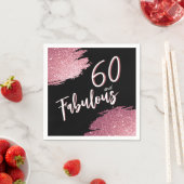 60と素晴らしいピンクグリッター60誕生日 スタンダードカクテルナプキン (インサイチュ)