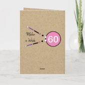 60と素晴らしいピンクパープル60番目の素朴な誕生日 カード (裏面)