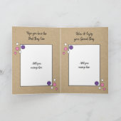 60と素晴らしいピンクパープル60番目の素朴な誕生日 カード (内部)