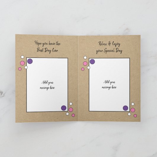 60と素晴らしいピンクパープル60番目の素朴な誕生日 カード (内部)