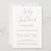 60と素晴らしいピンクホワイト60th誕生日パーティーInv 招待状 (正面)