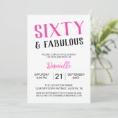 60と素晴らしいピンク60誕生日 招待状 (スタンド正面)