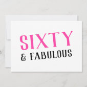 60と素晴らしいピンク60誕生日 招待状 (裏面)