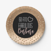 60と素晴らしいフェミニン金ゴールドブスタイリッシュラック赤面 ペーパープレート (正面)