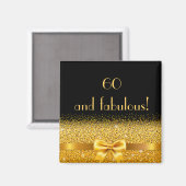 60と素晴らしいブラック金ゴールドモノグラム マグネット (正面/裏面)