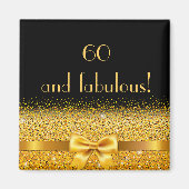 60と素晴らしいブラック金ゴールドモノグラム マグネット (正面)