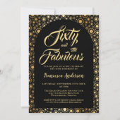 60と素晴らしいブラック金ゴールド60th誕生日パーティー 招待状 (正面)