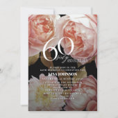 60と素晴らしいムーディーズ赤面ピンクフローラ植物学 招待状 (正面)