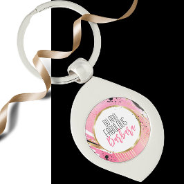 60と素晴らしいモダンピンクブラック抽象芸術シック キーホルダー