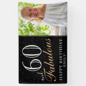 60と素晴らしいモダンブラック60th誕生日写真 横断幕 (縦)