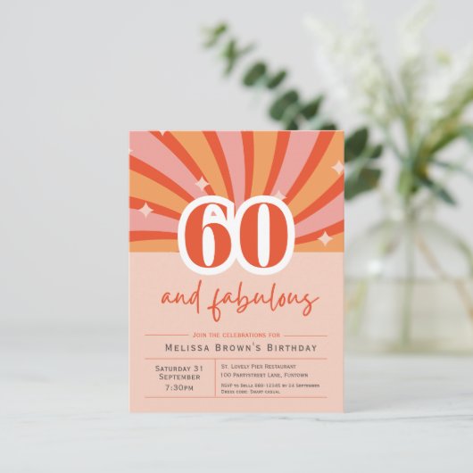 60と素晴らしいレトロ50番目の誕生日招待状 ポストカード (スタンド正面)
