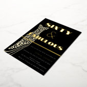 60と素晴らしいヴィンテージドレス金ゴールド60誕生日 箔招待状 (回転した状態)