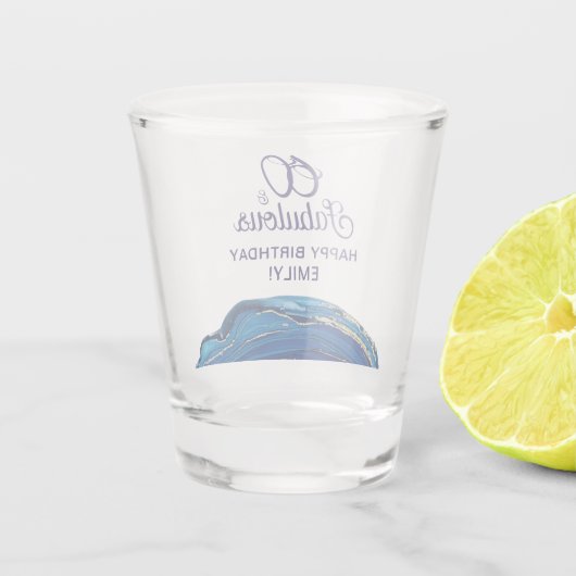 60と素晴らしい大理石グリッター誕生日パーティー ショットグラス (裏面)