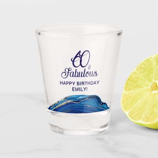 60と素晴らしい大理石グリッター誕生日パーティー ショットグラス (正面)