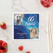 60と素晴らしい大理石グリッター2フォト誕生日 スタンダードカクテルナプキン (インサイチュ)