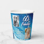 60と素晴らしい大理石グリッター2フォト誕生日 紙コップ (裏面)
