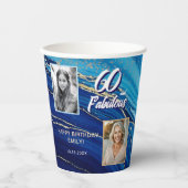 60と素晴らしい大理石グリッター2フォト誕生日 紙コップ (正面)