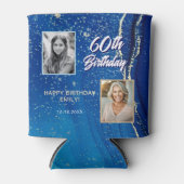 60と素晴らしい大理石グリッター2フォト誕生日 缶クーラー (正面)