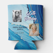 60と素晴らしい大理石グリッター2フォト誕生日 缶クーラー (裏面)