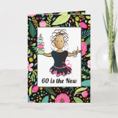 60と素晴らしい女はっきりしたの漫画誕生日 カード (正面)