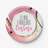 60と素晴らしい抽象芸術モダンピンクブラックレトロ ペーパープレート (正面)