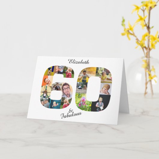 60と素晴らしい数々のフォトフレンド60誕生日 カード (黄色い花)