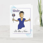 60と素晴らしい民族女性の漫画誕生日 カード (正面)