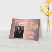 60と素晴らしい葉60誕生日写真 カード (黄色い花)