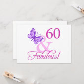60と素晴らしい誕生日ギフト（プラム） カード (正面/裏面インサイチュ)