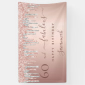 60と素晴らしい誕生日バラ金ゴールドグリッター銀 横断幕 (縦)