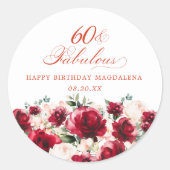 60と素晴らしい誕生日パーソナライズされたカスタム ラウンドシール (正面)