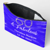 60と素晴らしい誕生日ブルーシルバー追加の日付 アクセサリーポーチ (見開き)