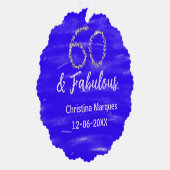 60と素晴らしい誕生日ブルーシルバー追加の日付 オーナメントカード (右)