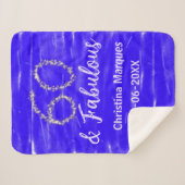 60と素晴らしい誕生日ブルーシルバー追加の日付 シェルパブランケット (正面(横))