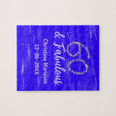 60と素晴らしい誕生日ブルーシルバー追加の日付 ジグソーパズル (横)