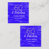 60と素晴らしい誕生日ブルーシルバー追加の日付 スクエア名刺 (正面/裏面)